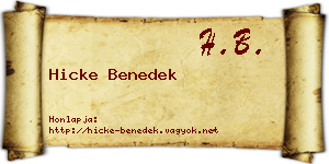 Hicke Benedek névjegykártya